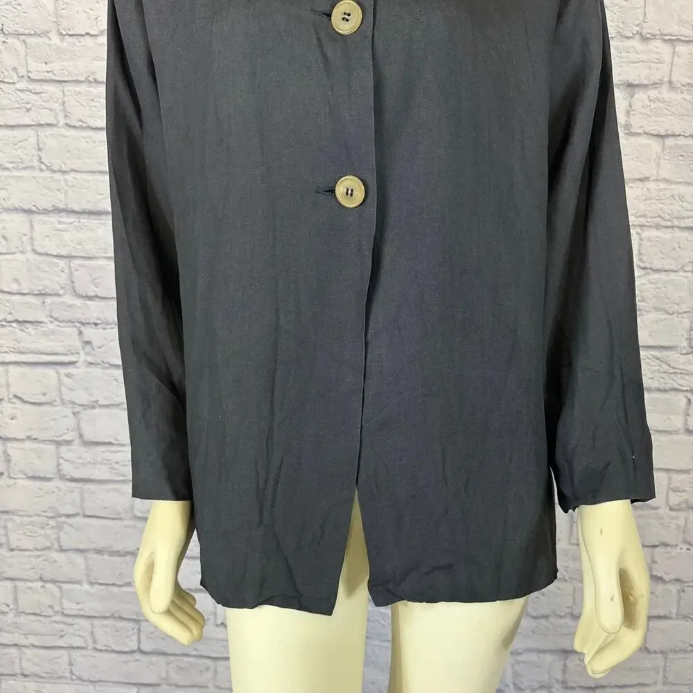 Vintage 90’s LAT NAYLOR THINK TANK black linen top/ jacket size medium to large